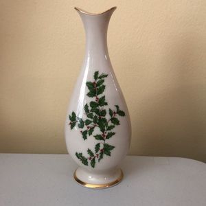 Vintage Lenox Bud Vase Holly Berries Holiday